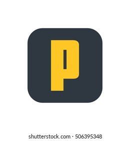 Letter P vector, logo. Useful as branding symbol, identity, alphabet element, square app icon, clip art and illustration.