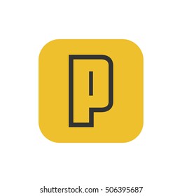 Letter P vector, logo. Useful as branding symbol, identity, alphabet element, square app icon, clip art and illustration.