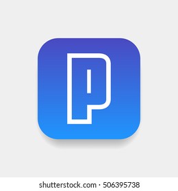 Letter P vector, logo. Useful as branding symbol, identity, alphabet element, square app icon, clip art and illustration.