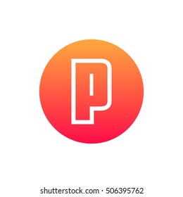 Letter P vector, logo. Useful as branding symbol, identity, alphabet element, circle app icon, clip art and illustration.