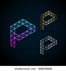 Letter P Vector Origami Logo with sample text for your company