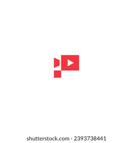 letter P video recording vector illustration