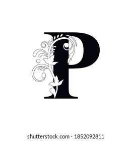 Letter P Vintage Black Flower Ornament Stock Vector (Royalty Free ...