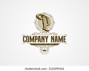 letter P vintage luxury monogram