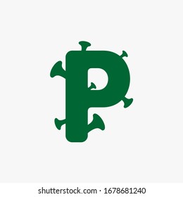 Letter P with virus and bacteria 
