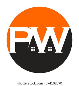 letter p and w logo vector.