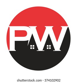 letter p and w logo vector.