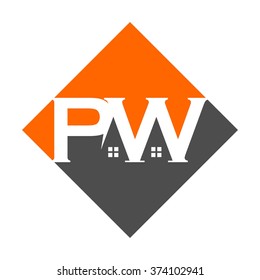 letter p and w logo vector.