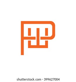 letter P and W monogram logo orange