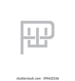 letter P and W monogram logo gray