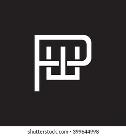 letter P and W monogram logo white black background