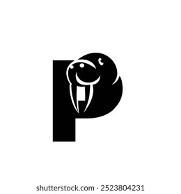 Letra P Vector del icono del logotipo de la morsa