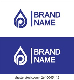 Letter p water drop logo design, Initial Letter P with Droplet water logo design concept