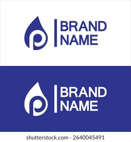 Letter p water drop logo design, Initial Letter P with Droplet water logo design concept
