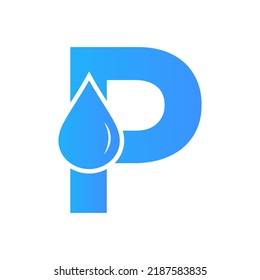 Letter P Water Logo Element Vector Template. Water Drop Logo Symbol