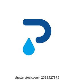 the letter P and water make a simple modern logo