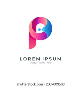 Letter P with wave logo concept - vector of initial name business icon - gradient letter symbol template