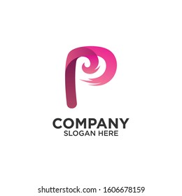letter P with wave logo design