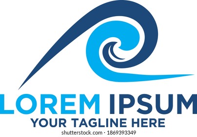 Letter P, wave ocean logo