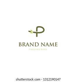 Letter P Wheat Leaf Nature Abstract Creative Business Ecology Logo