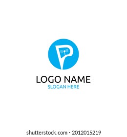 Icono del vector del logotipo de la carta P Wi-fi Logotipo inicial
