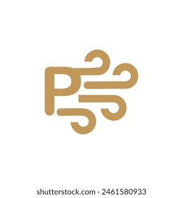 Letra P Icono del logotipo del viento Vector Plantilla.eps