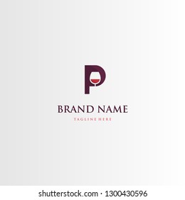 Letter P Wineglass Menu Bar Abstract Creative Business Modern Logo