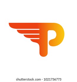 Letter P With Wing Logo