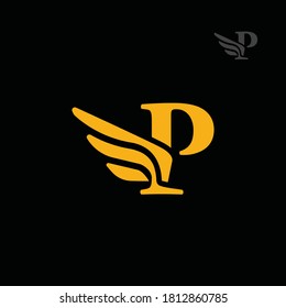 Letter P wing logo vector template