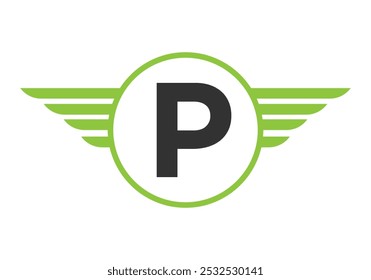 Letter P Wing Logotype. Speed Symbol Vector