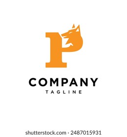 Letra P Wolf Logo Icon Vector Plantilla.eps