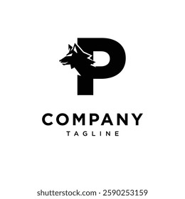 Letter P Wolf Logo Icon Vector