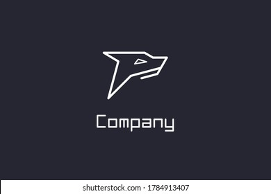 Letter P Wolf Logo. line style design concept, Simple And Modern Logo.