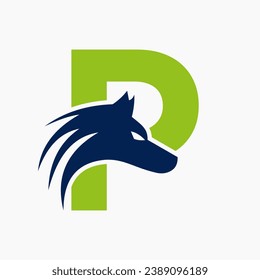 Letter P Wolf Logo. Wolf Symbol Vector Template