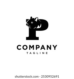 Letter P Wombat Logo Icon Vector