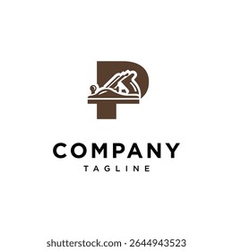 Letter P Wood Planer Logo Icon Vector