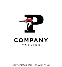 Letter P Woodpecker Logo Icon Vector