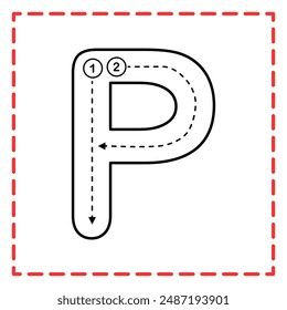 letter P for writing practice. Alphabet tracing is good for practicing children writing letters.