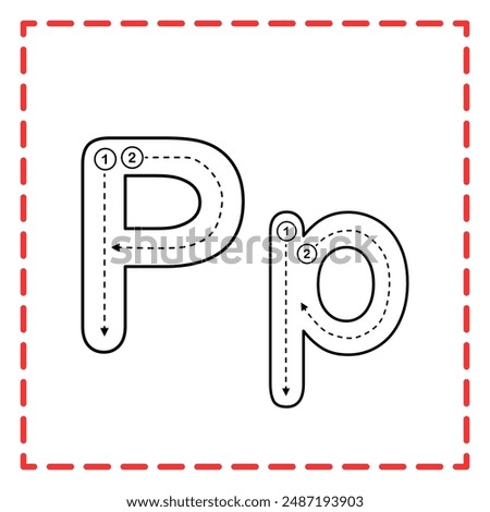 letter P for writing practice. Alphabet tracing is good for practicing children writing letters.