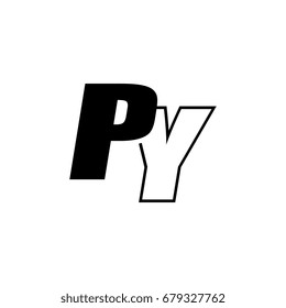 letter P and Y logo overlapping black negative