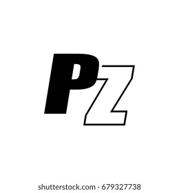 letter P and Z logo overlapping black negative