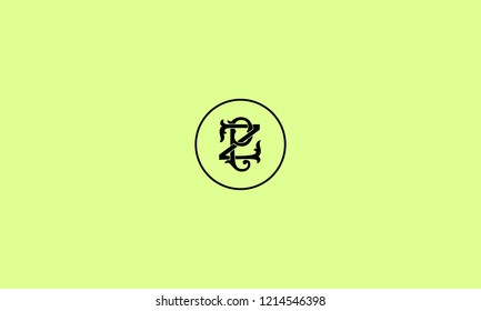 LETTER P AND Z SIGNATURE LOGO WITH CIRCLE FRAME FOR LOGO DESIGN OR ILLUSTRATION USE