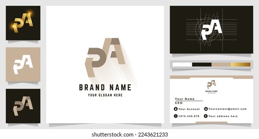 Letter PA or eA monogram logo with business card design