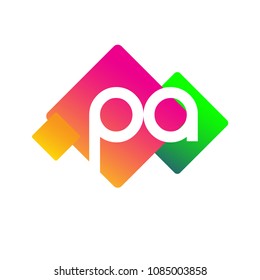 Letter PA logo with colorful geometric shape, letter combination logo design for creative industry, web, business and company.
