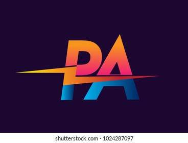 Letter PA logo with Lightning icon, letter combination Power Energy Logo design for Creative Power ideas, web, business and company.