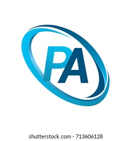 letter PA logotype design for company name colored blue swoosh. vector logo for business and company identity.