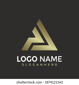 Ilustración de vectores de diseño de logotipo moderno con triángulo de la letra PA