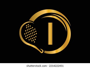 Letter I Padel Racket Logo Design Vector Template. Beach Table Tennis Club Symbol. business, and company identity