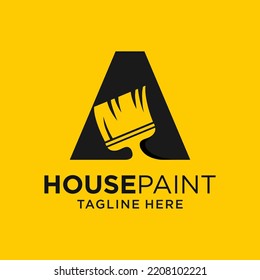 Letter A Paint Brush Logo Design Template Inspiration, Vector Illustration.