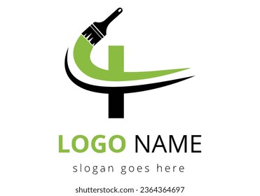 Letter I paint brush logo design template. Initial Paint Sign Concept Template